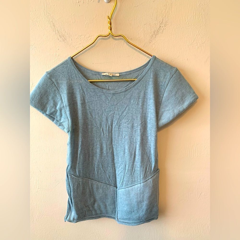 Hache blue alpaca wool blend top size 38